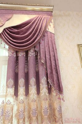米瀾布藝 歐式客廳臥室紫色雪尼爾繡花窗簾布，廠家直銷打造家居藝術